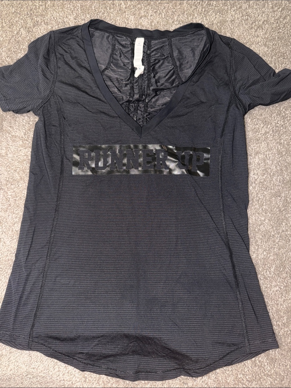 lululemon athletica Black Short Sleeve V-Neck Tee with Glossy Logo